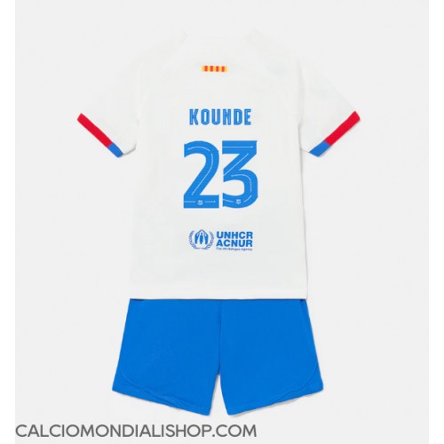Maglie da calcio Barcelona Jules Kounde #23 Seconda Maglia Bambino 2023-24 Manica Corta (+ Pantaloni corti)